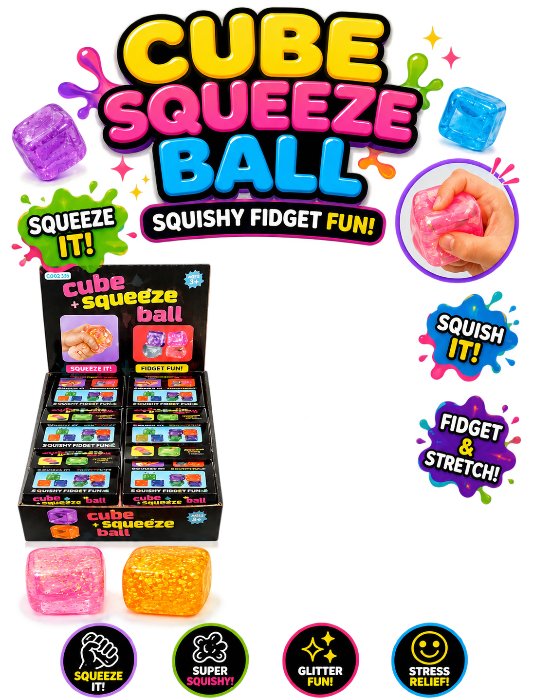 Squishy Cube Squeeze Ball Toy