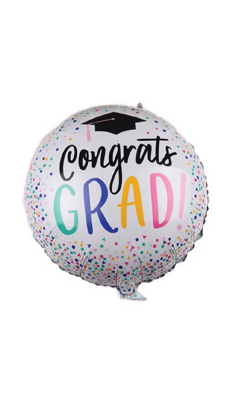 Congrats Grad" Confetti Round Foil Balloon