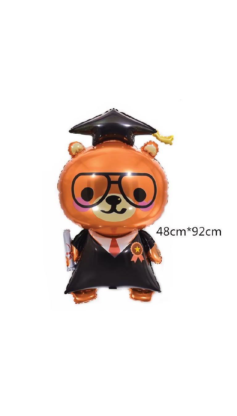 Graduation Bear with Glasses Foil Balloon