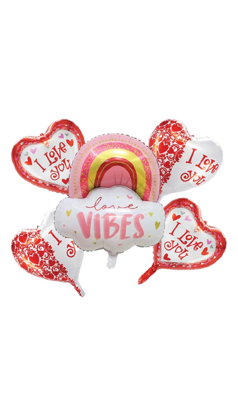 Love Vibes" Rainbow & Heart Foil Balloon Set