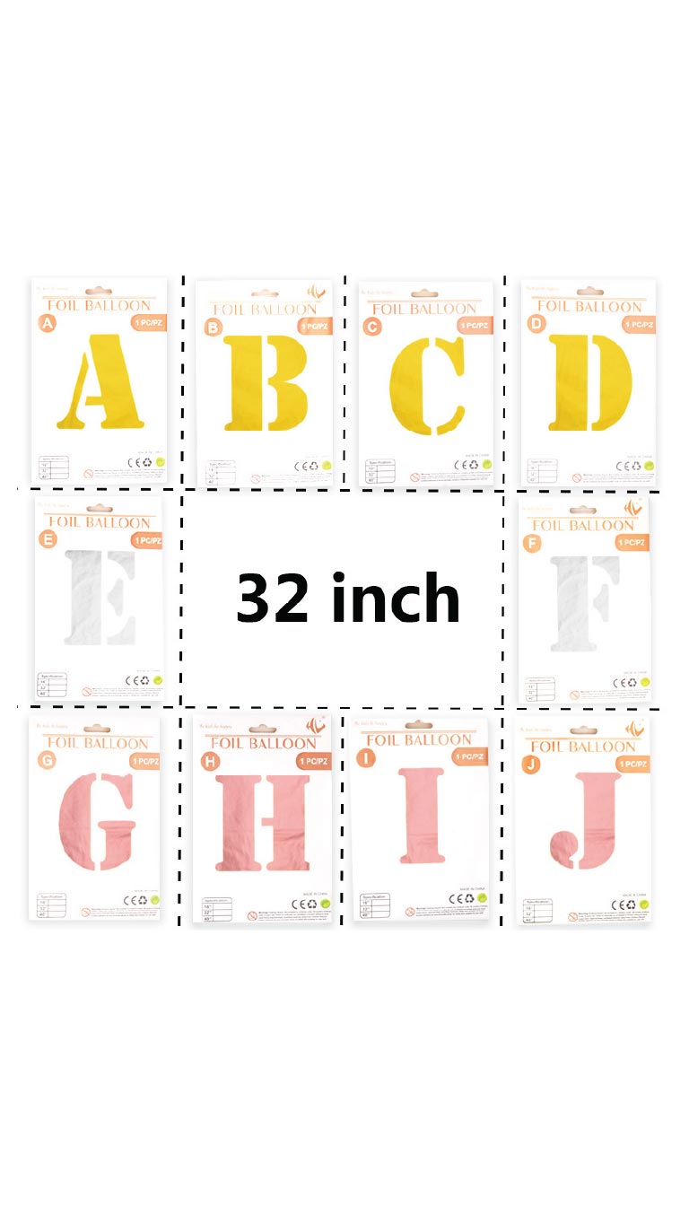 32 Inch Foil Letter Balloon (Silver / Gold / Rose Pink)