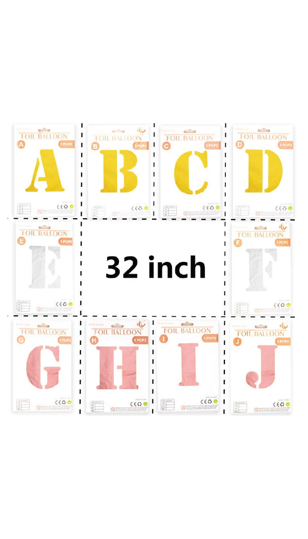 32 Inch Foil Letter Balloon (Silver / Gold / Rose Pink)