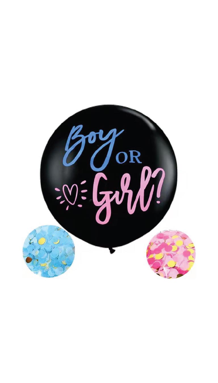Boy or Girl?" Black Gender Reveal Balloon