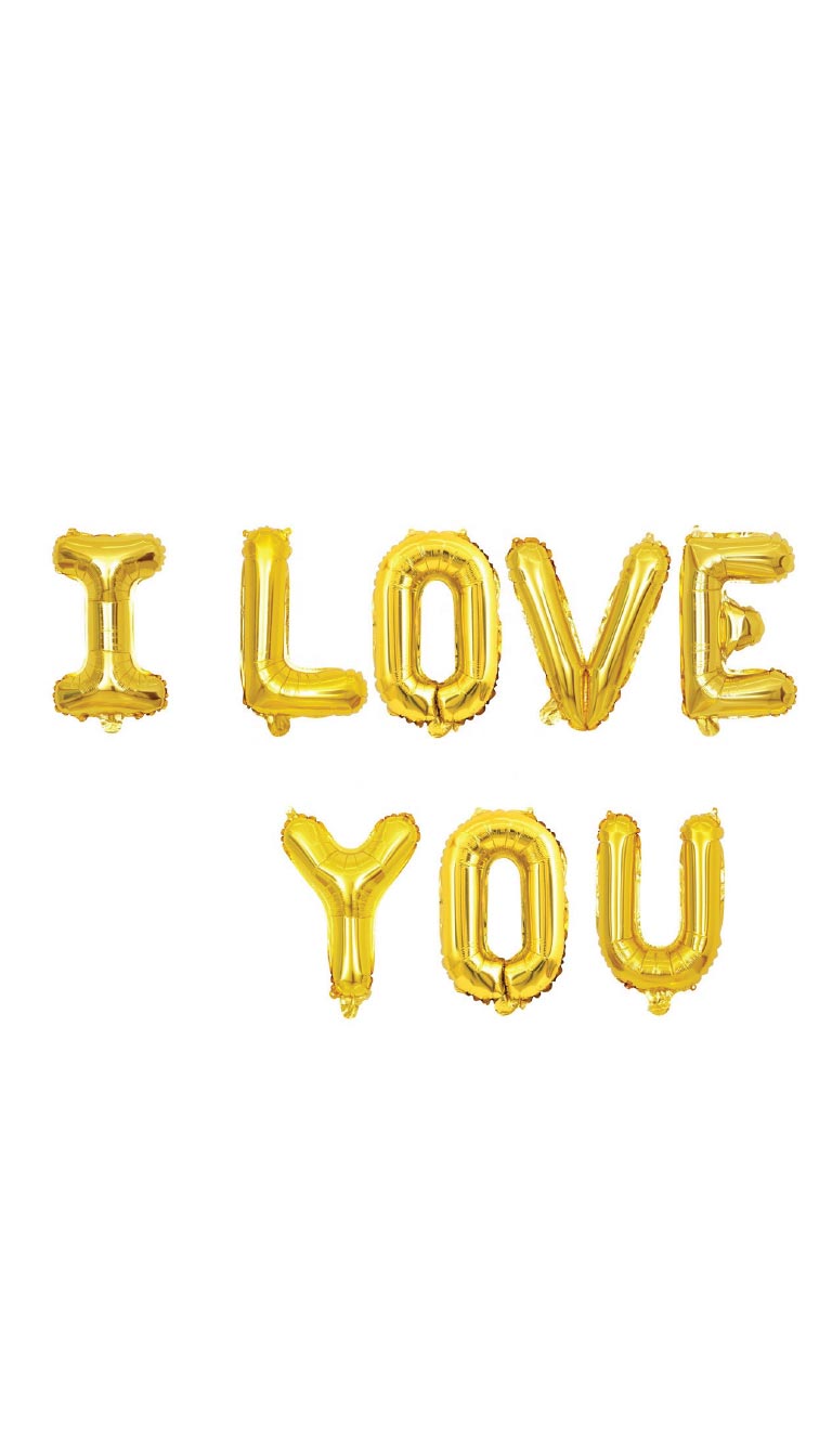 I Love You" Gold Letter Foil Balloon Banner